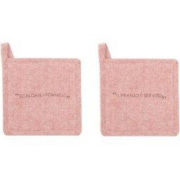 KASANOVA Set 2 presine 17x17 cm ruggine con scritta in misto cotone