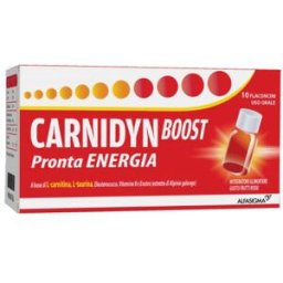 ALFASIGMA SpA Carnidyn Boost Pronta Energia Gusto Frutti Rossi 10 flaconcini - Integratore Tonico