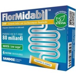 PRODOTTI FMCJ FlorMidabil Stop con Stevia 6 Bustine - Integratore Contro la Diarrea