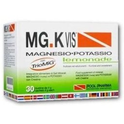 POOL-PHARMA MG K Vis Magnesio e Potassio 30 Bustine Gusto Limone - Integratore Sali Minerali
