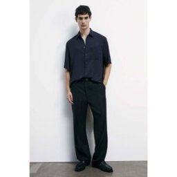 Patrizia Pepe Camicia manica corta in twill di viscosa blu 56