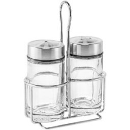PULSIVA Servizio sale/pepe Mella 3 pezzi ; 9x13.4x5.4 cm (LxHxP); argento/trasparente