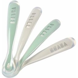 Béaba Set Di 4 Cucchiai In Silicone Bèaba Grigio e salvia