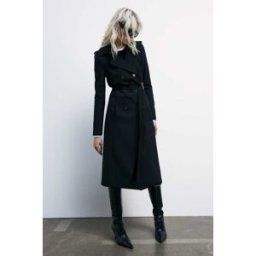 Patrizia Pepe Trench con fibbia in nylon bielastico nero 40
