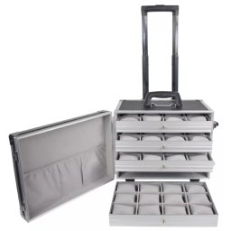 Trolley valigetta porta orologi in alluminio 48 posti