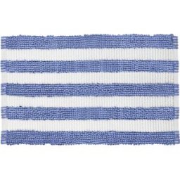 KASANOVA Tappeto bagno ciniglia 50x80 cm righe indaco bianco