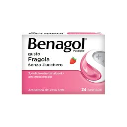 Benagol Pastiglie Fragola Senza Zucchero Antisettico per Cavo Orale 24 Pastiglie