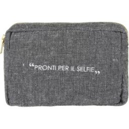 KASANOVA Pochette trucchi 15x10 cm antracite scritta