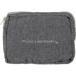 KASANOVA Pochette trucchi 20x15 cm antracite scritta