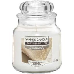 Yankee Candle White Linen Lace, candela in giara media