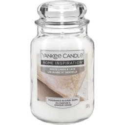 Yankee Candle White Linen Lace, candela in giara grande