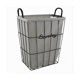 Trade Shop - Cesto Contenitore Porta Biancheria In Tessuto Struttura In Metallo Bagno 10633 -