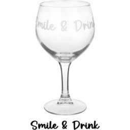KASANOVA Calice in vetro scritta Smile e drink 620 ml