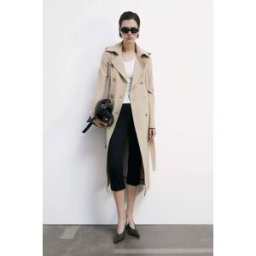 Patrizia Pepe Trench con fibbia in nylon bielastico beige 38