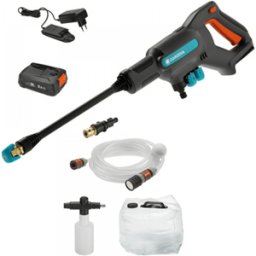 Gardena AcquaClean 24/18V Lithium - Pistola idropulitrice con serbatoio e lancia schiumogena - batteria 2.5 A