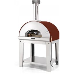 Fontana Forni Fontana Mangiafuoco Rosso - Forno a legna da esterno con carrello