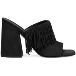Stuart Weitzman Tia Fringe 100 Slide - Donna Black 36.5