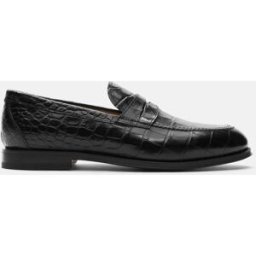 Scarosso Stefano Nero Cocco - Uomo Mocassini Nero - Vitello Stampa Cocco 42,5