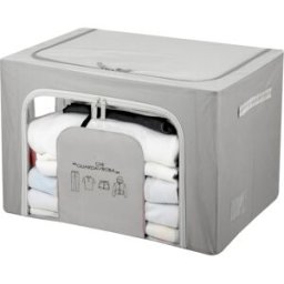 KASANOVA Scatola armadio 60x42x40 cm doppia cerniera e scritta grigio