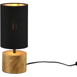 Trio Lighting Lampada da tavolo nera base legno 30 cm Woody Trio