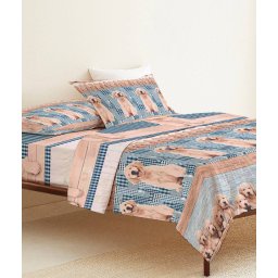 Lenzuola matrimoniale puro cotone 100% con animali cani cagnolini cuccioli