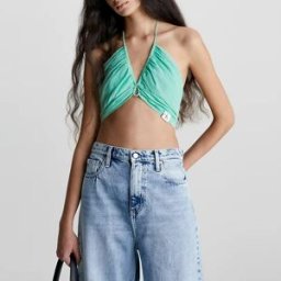 Calvin Klein - Top con patch logo - Colore: Verde,Taglia: XS