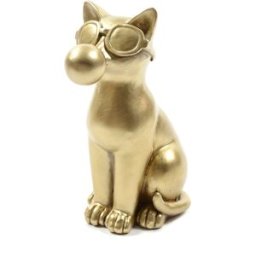 KASANOVA Gatto con chewing gum soprammobile oro 10x14x20,5 cm