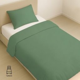 KASANOVA Parure copripiumino singolo verde Jersey melange