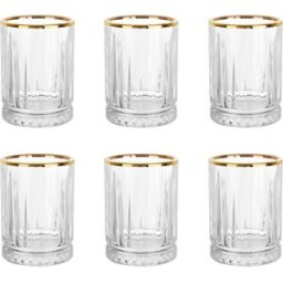 Pasabahce Set 6 bicchieri liquore bordo oro Elysia Golden Touch