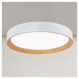 Trade Shop - Plafoniera Led A Soffitto 68w Rotonda Bianco Con Venature Legno Luce 6500k 32774 -