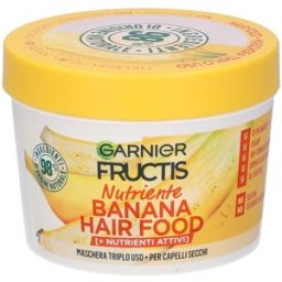 Garnier Maschera Nutriente Fructis Hair Food, disciplinante 3in1 con formula vegana per capelli secchi, Banana, 390 ml