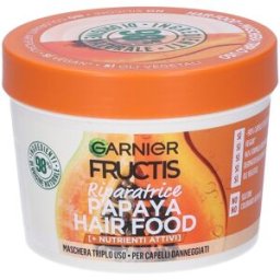 Garnier Maschera Riparatrice Fructis Hair Food, riparatrice 3in1 con formula vegana per capelli danneggiati, Papaya, 390 ml