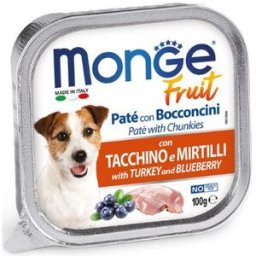 Monge Dog Fruit Patè e Bocconcini con Tacchino e Mirtilli 100 gr