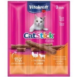Vitakraft Snack per Gatti Cat Stick Mini Classic Tacchino e Agnello 3x18 g