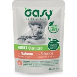 Oasy Cat Adult Sterilized con Salmone Bocconcini in Salsa 85 g