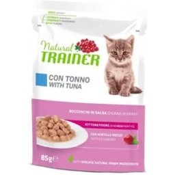 Natural Trainer Cat Kitten e Young con Tonno Bocconcini in Salsa 85 g