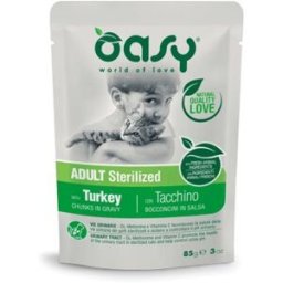 Oasy Cat Adult Sterilized con Tacchino Bocconcini in Salsa 85 g