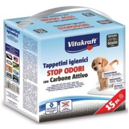 Vitakraft Tappetini Igienici con Carbone Attivo 60x60 15pz