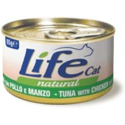Life petcare Life Cat Natural Tonno con Pollo e Manzo Lattina 85gr