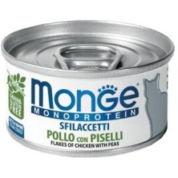 Monge Cat Monoprotein Sfilaccetti SOLO Pollo con Piselli Lattina 80gr