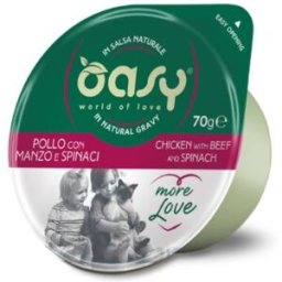 Oasy Cat More Love Pollo con Manzo e Spinaci Cup in Salsa 70 g