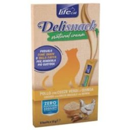 Life petcare Life Cat Cream Snack con Pollo Cozze Verdi e Quinoa 6x15 gr