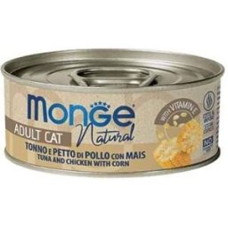 Monge Cat Natural Tonno e Petto di Pollo con Mais Lattina 80gr