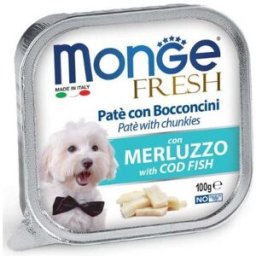 Monge Dog Fresh Paté e Bocconcini con Merluzzo 100g