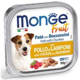 Monge Dog Fruit Patè e Bocconcini con Pollo e Lamponi 100 gr
