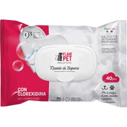 Flair Pet Salviette Detergenti Nuvole di Sapone con Clorexidina 40pz