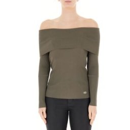 LIU JO Maglia scollo bardot LIU JEANS VERDE MILITARE S