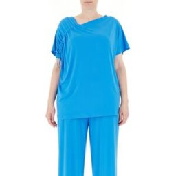 PERSONA by MARINA RINALDI T-shirt scollo asimmetrico BLU M