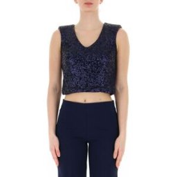 RINASCIMENTO Top in paillettes BLU XS