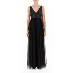 RINASCIMENTO Abito lungo in tulle NERO M